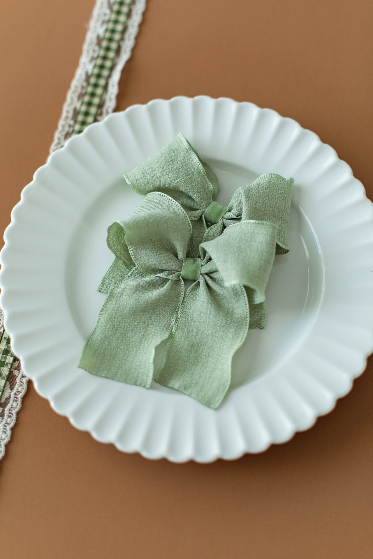 Sage Green Ruffle Pigtail Set