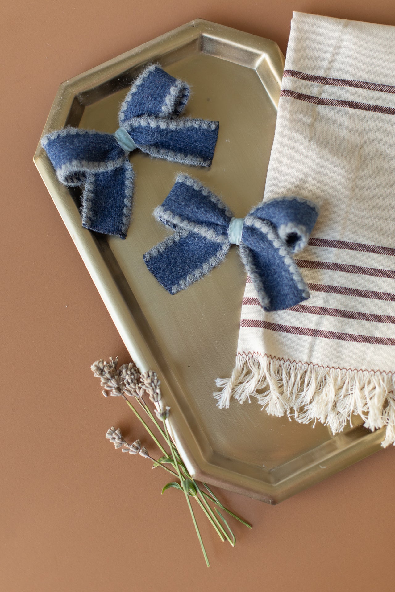 Navy Wool Pigtail Set