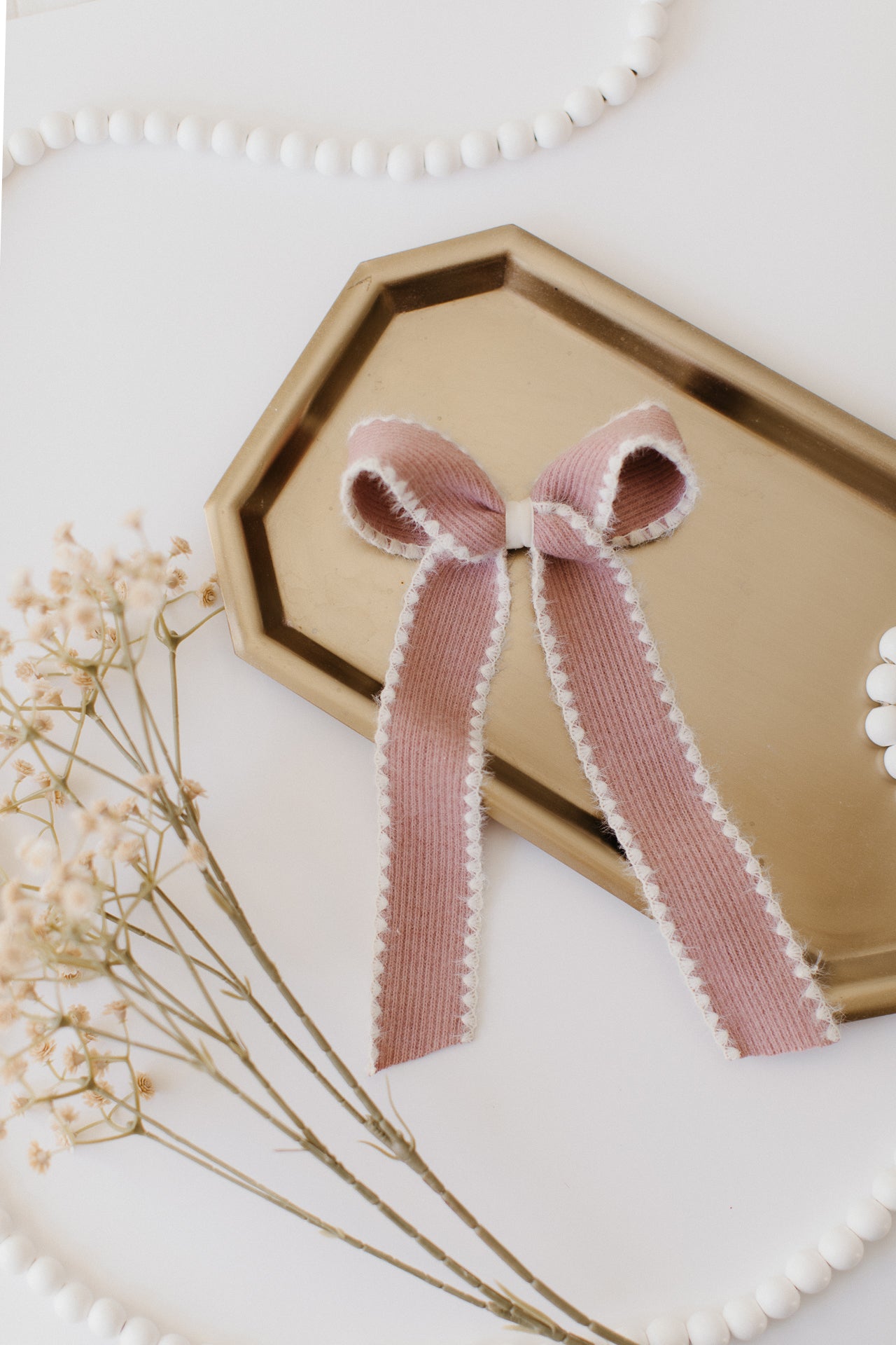 Large Pink Wool Hair Bow