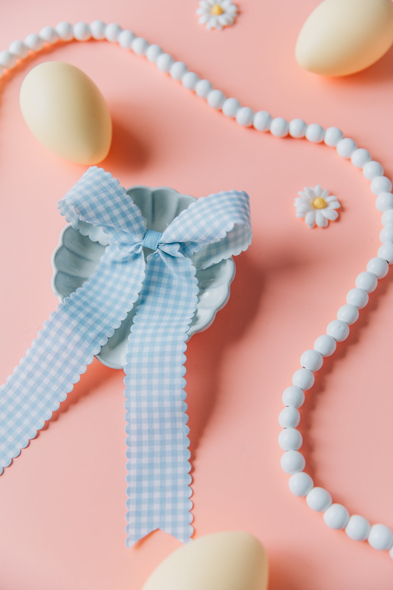Large Blue Gingham Hair Bow