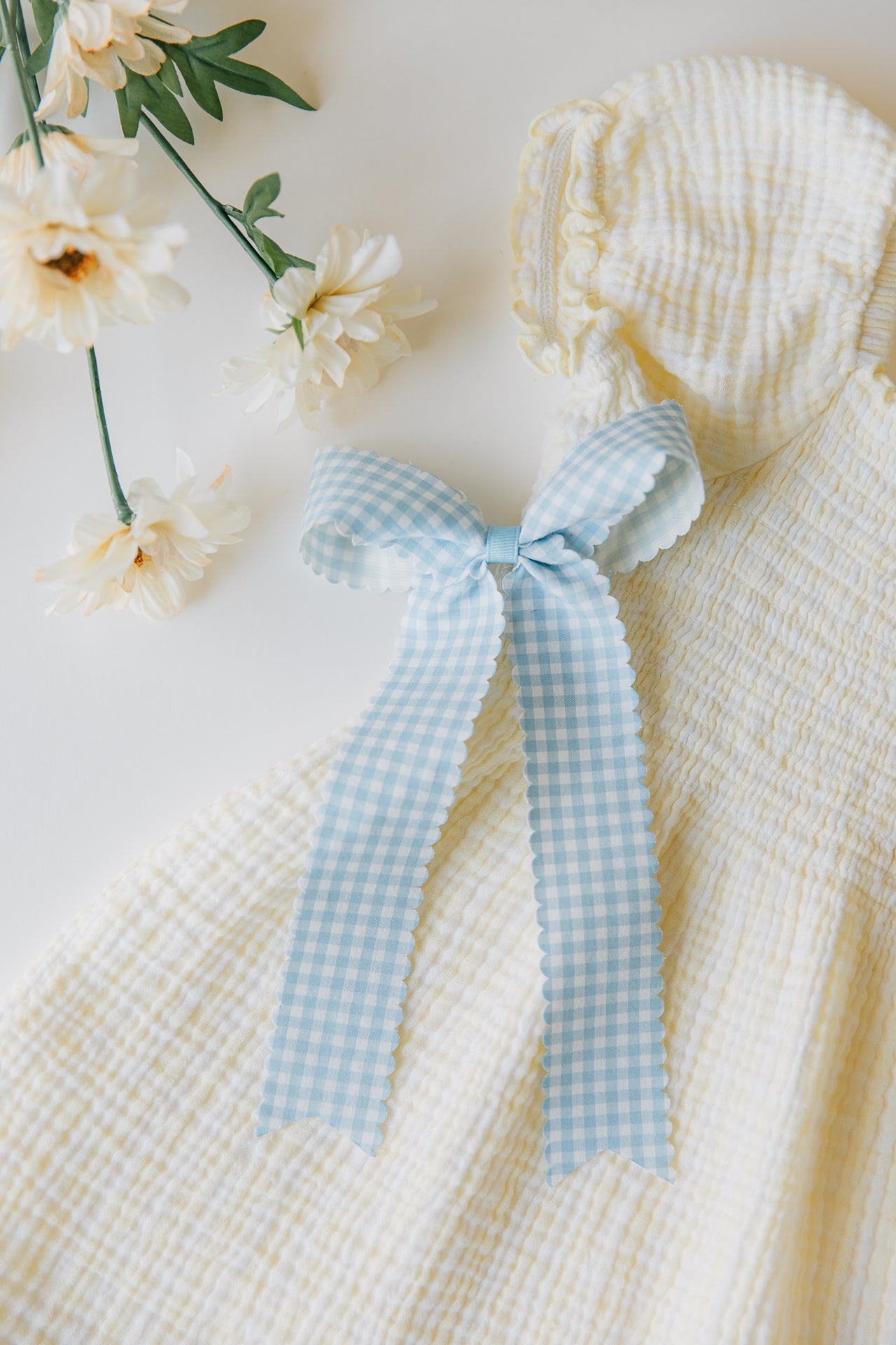 Large Blue Gingham Hair Bow