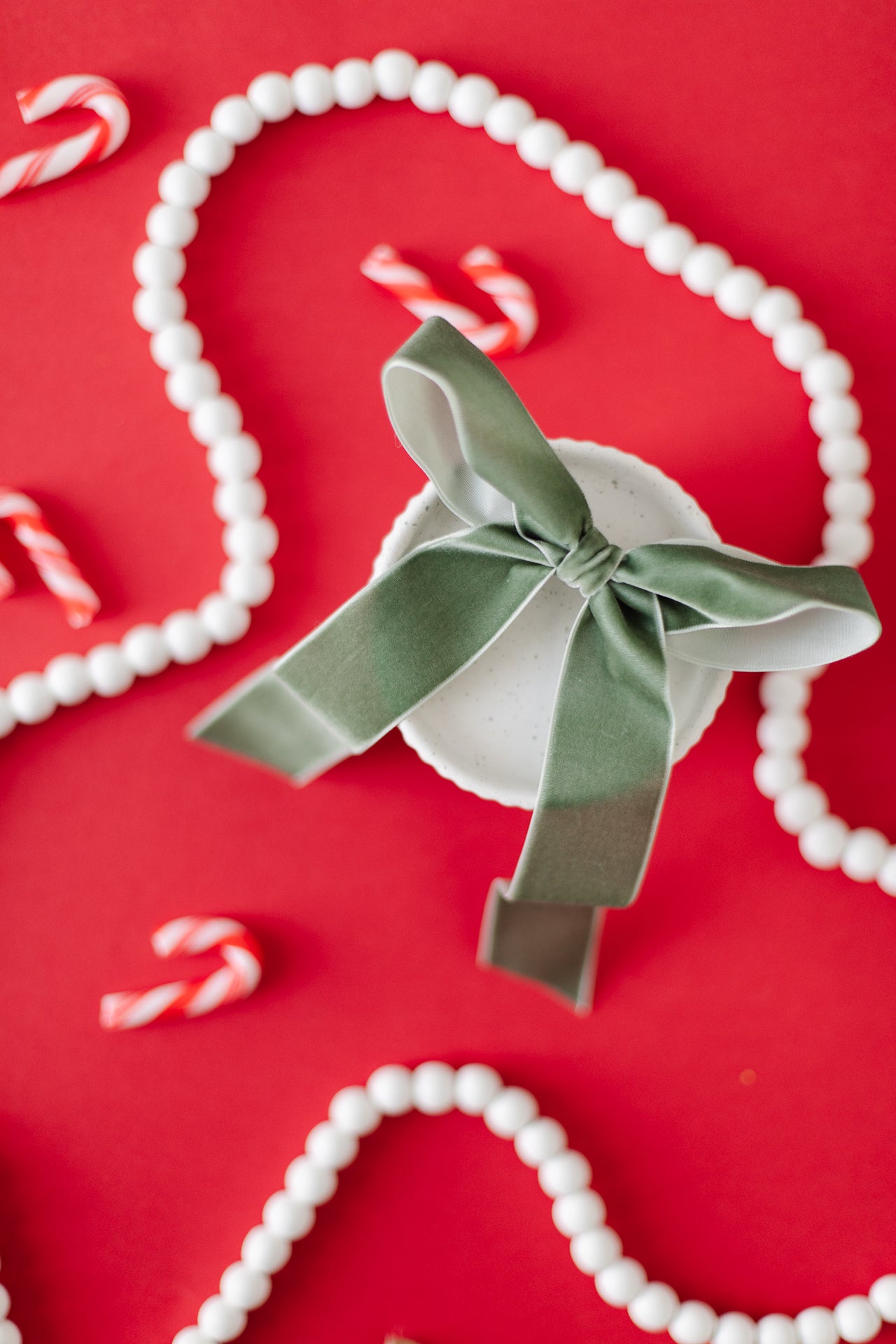 Large Sage Green Velvet Hair Bow