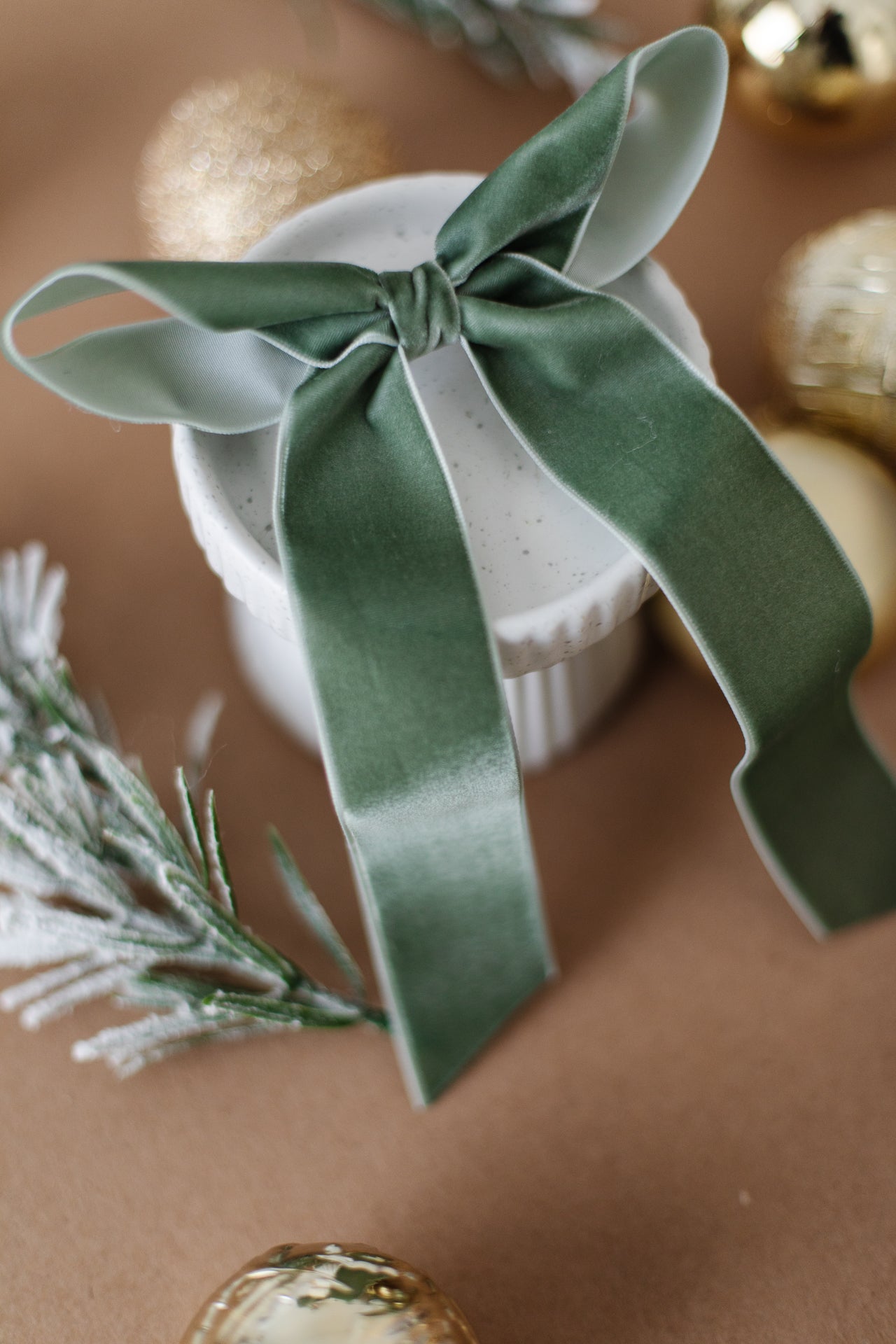 Large Sage Green Velvet Hair Bow