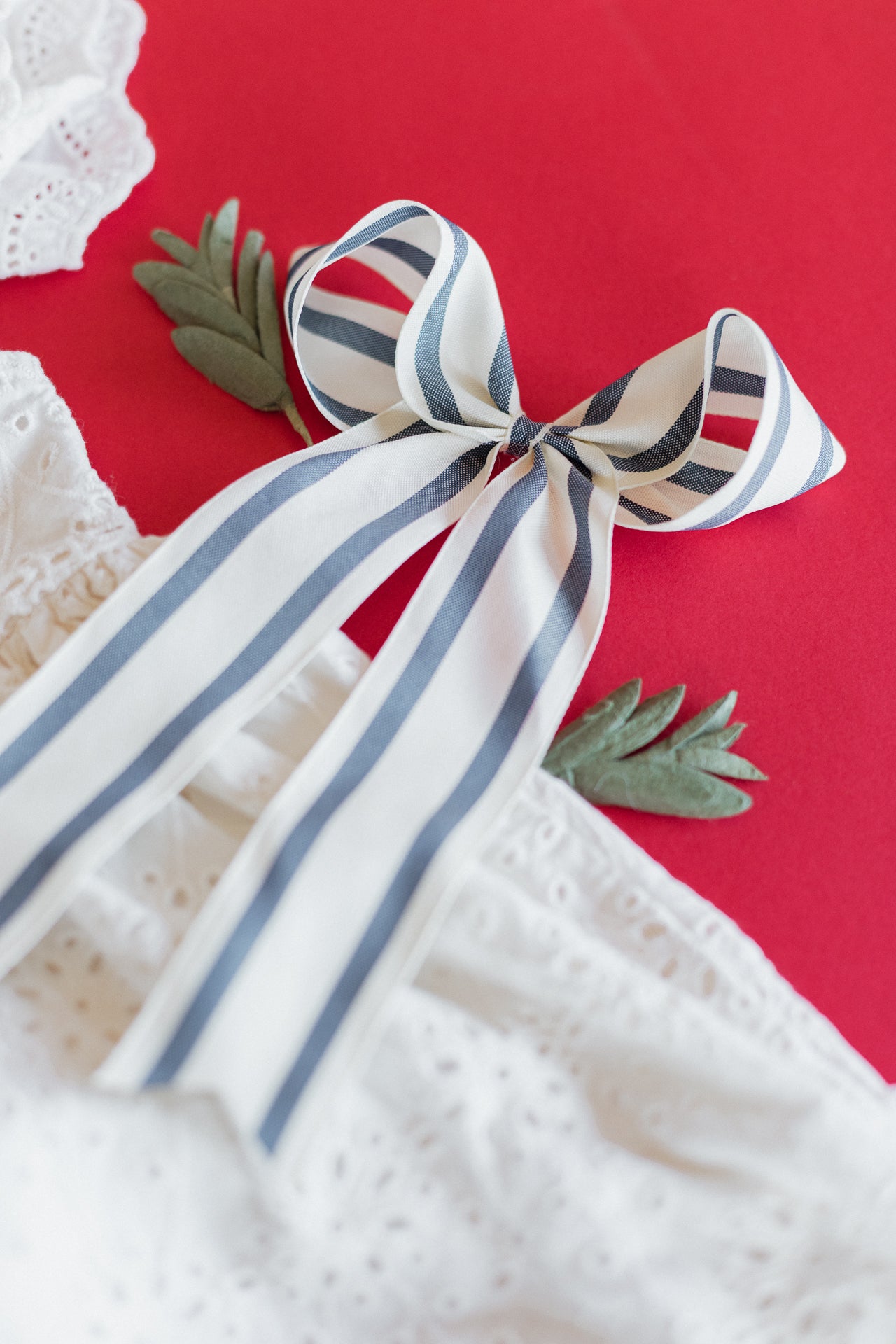 Large Blue Stripe Hair Bow