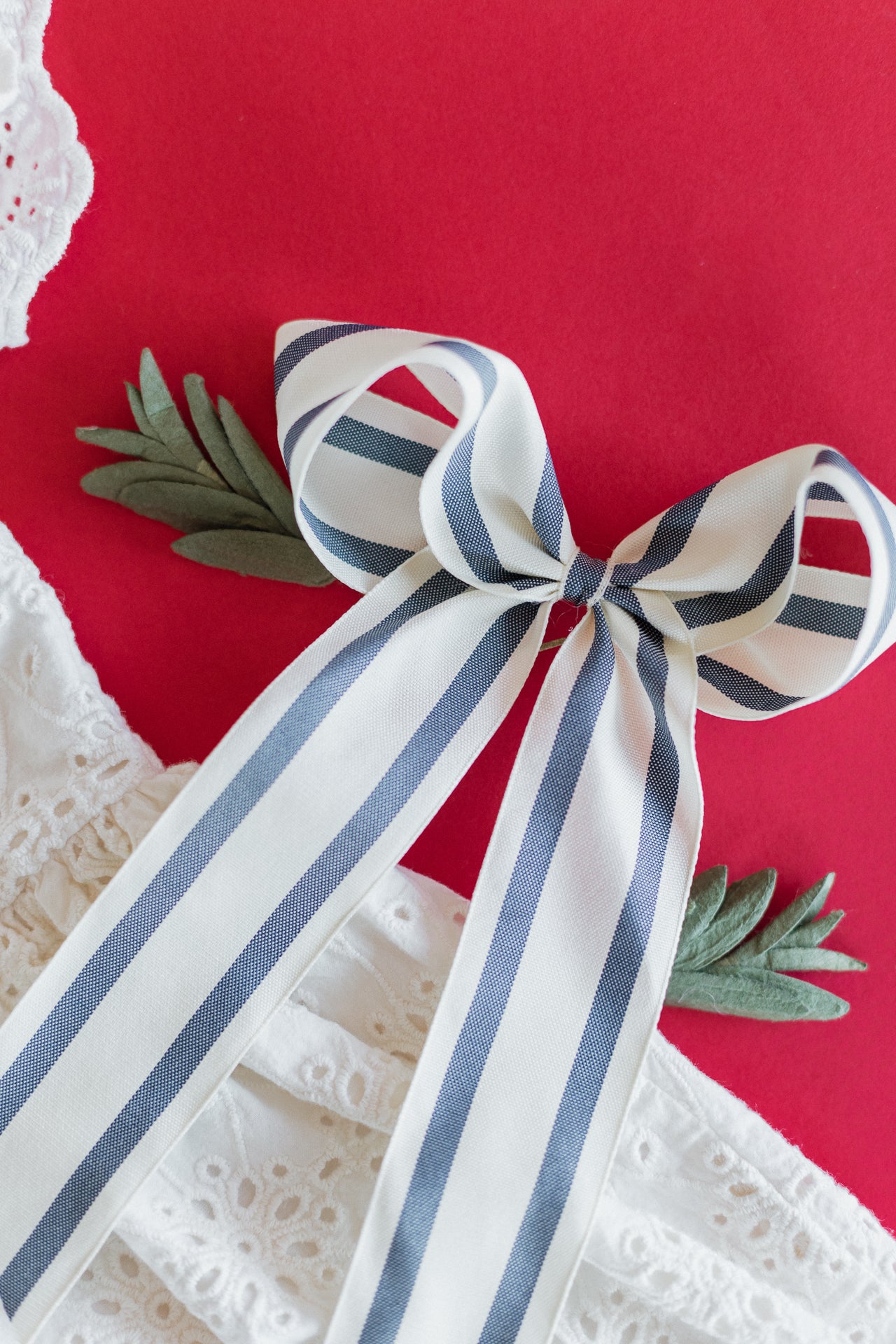 Large Blue Stripe Hair Bow