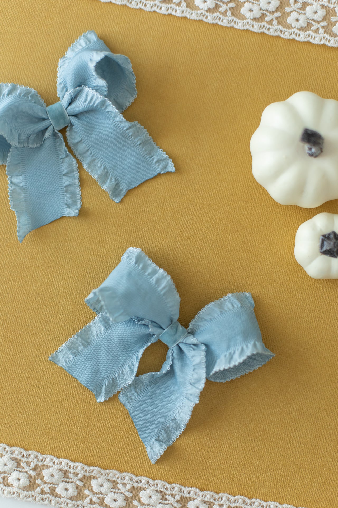 French Blue Ruffle Pigtail Set