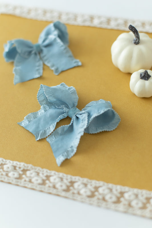 French Blue Ruffle Pigtail Set