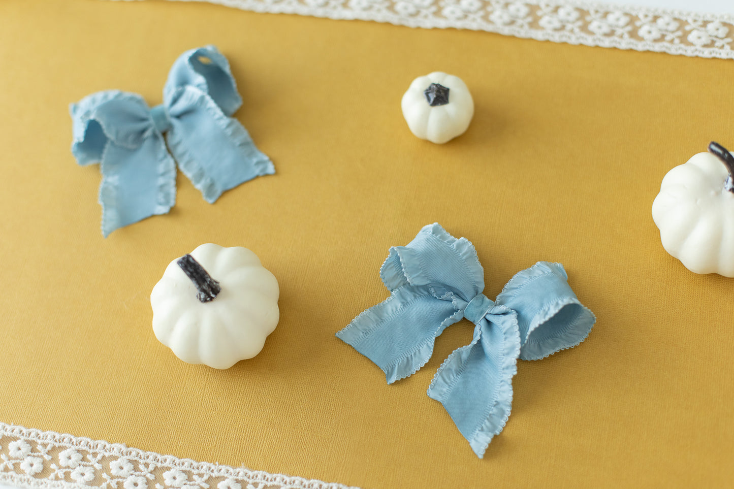 French Blue Ruffle Pigtail Set