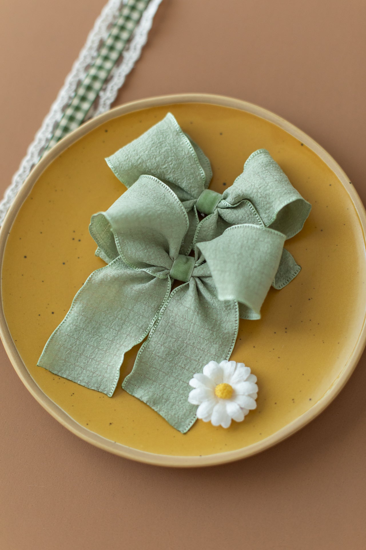 Sage Green Ruffle Pigtail Set