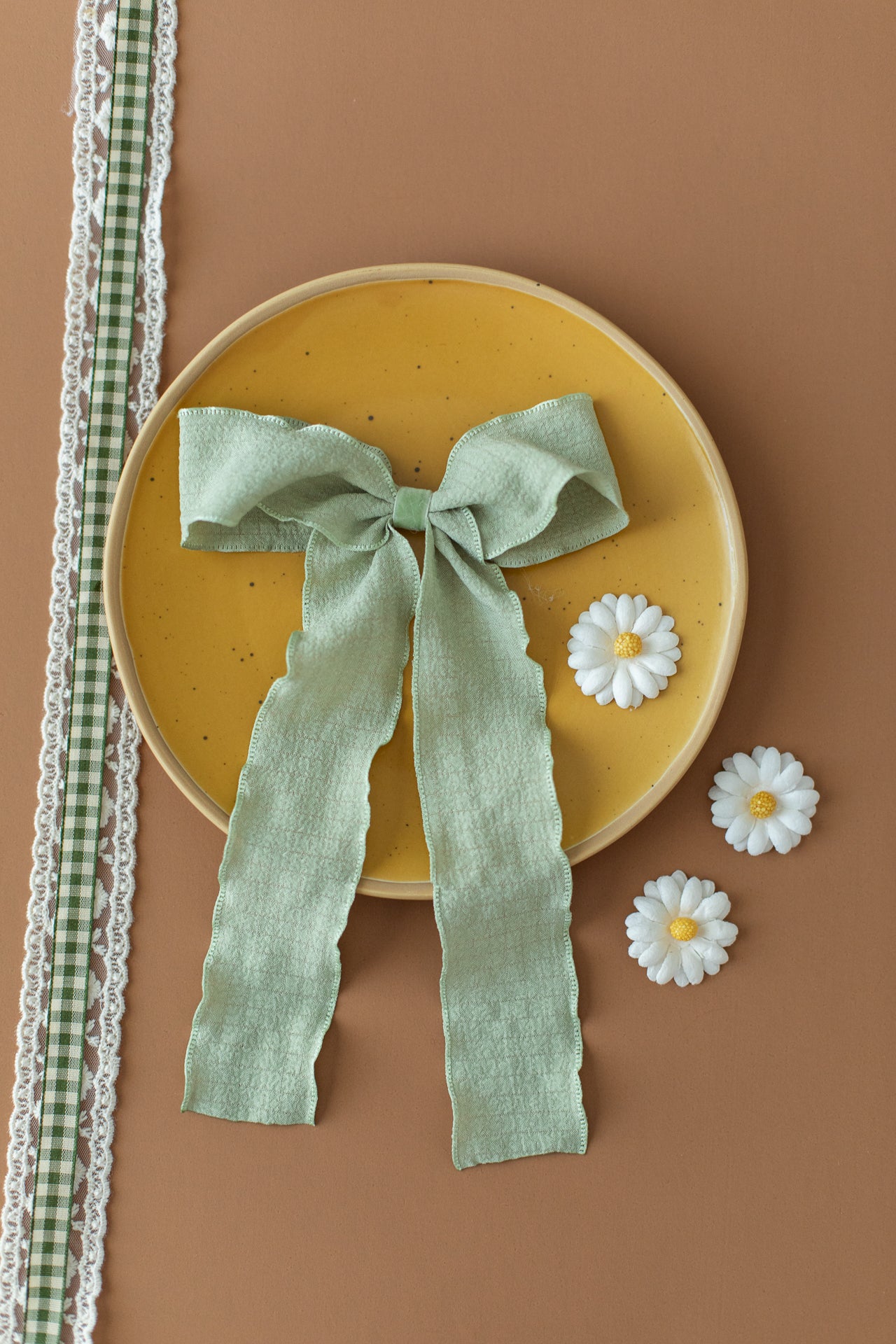 Sage Green Ruffle Hair Bow