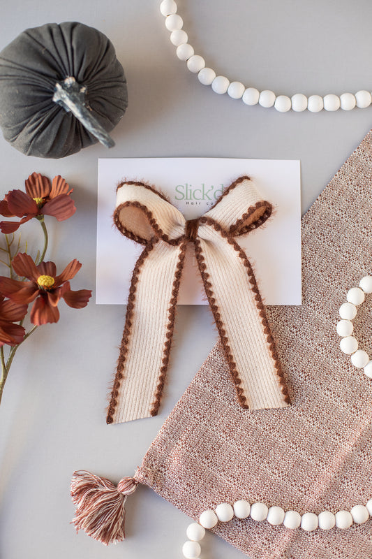 Large Camel Wool Hair Bow