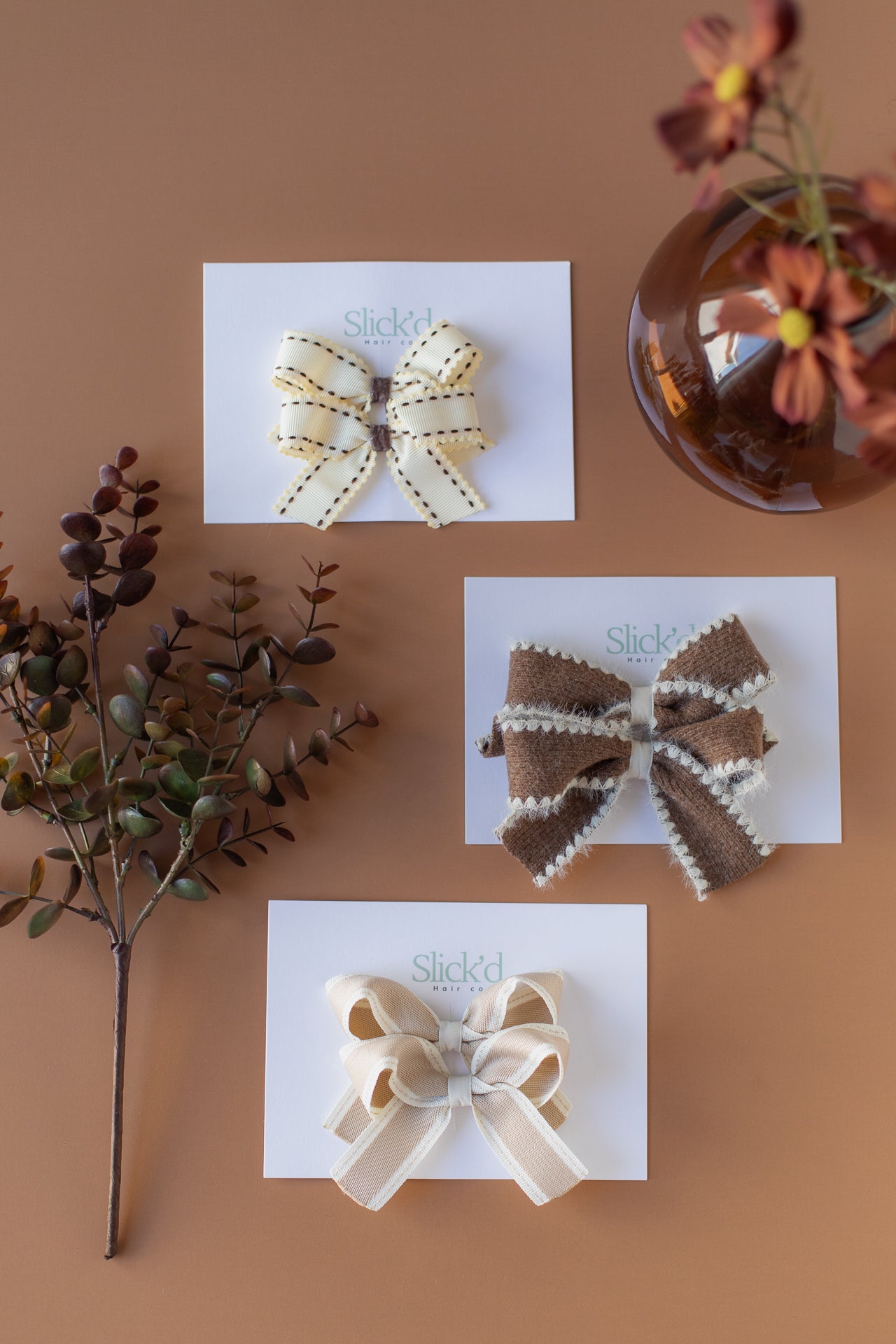 Neutral Dotted Stripe Pigtail Set