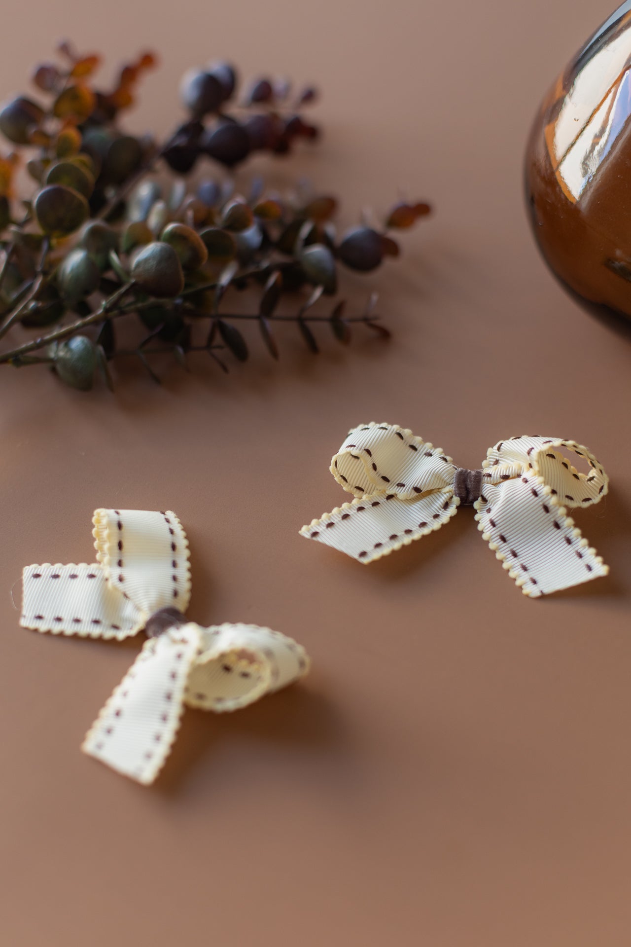 Cream Dotted Pigtail Set