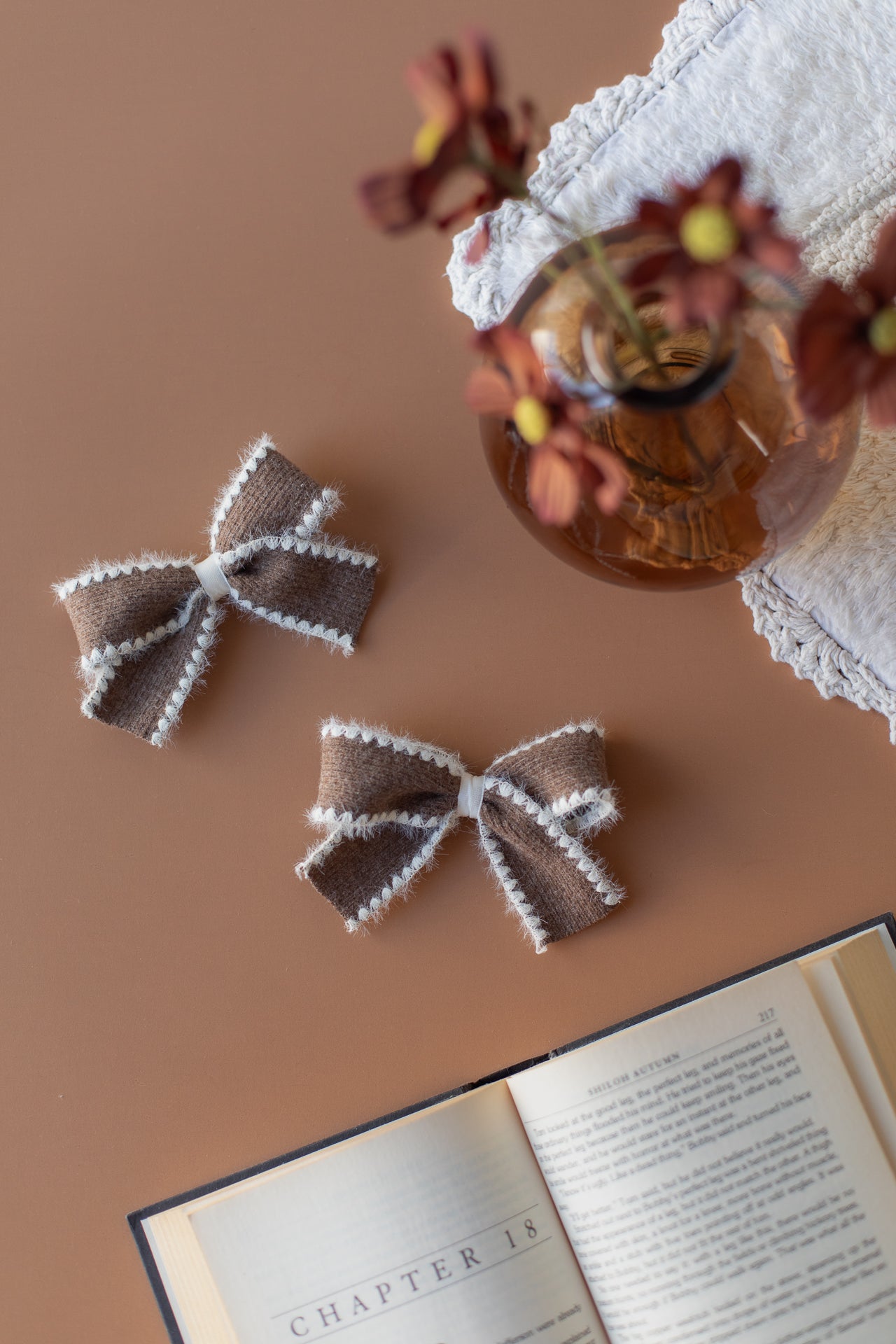 Brown Wool Pigtail Set