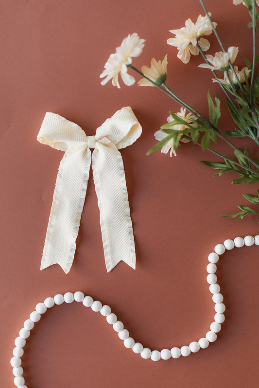 Large Cream Hair Bow