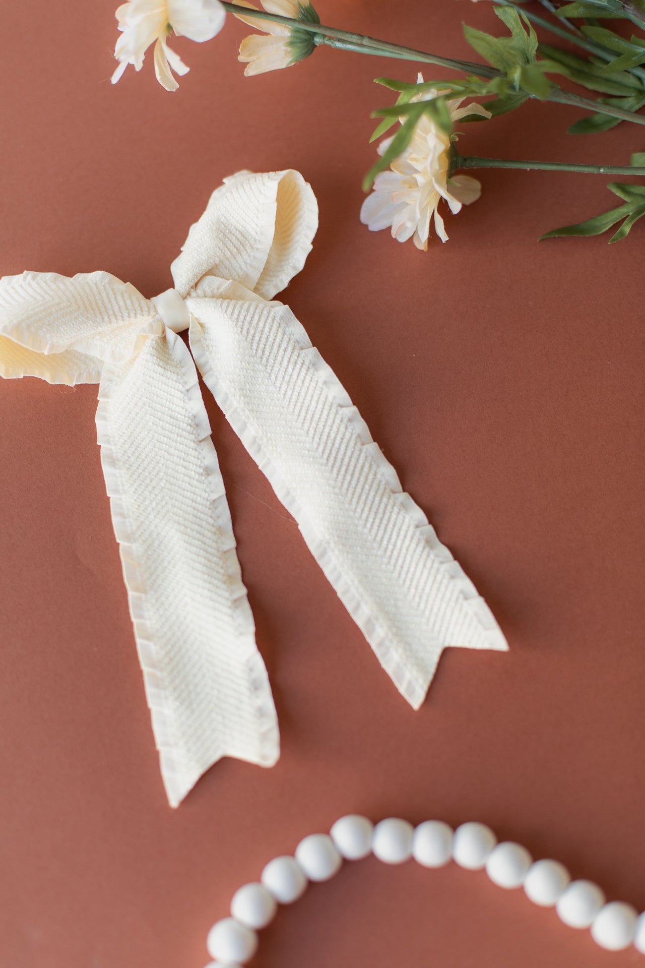 Large Cream Hair Bow