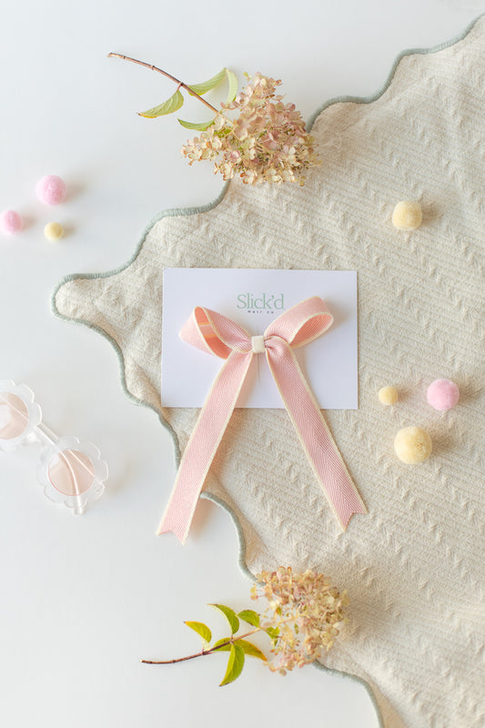 Pink Lined Hair Bow