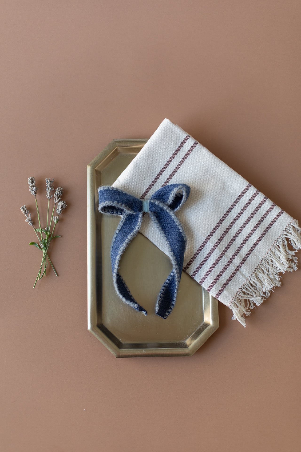 Large Navy Wool Hair Bow