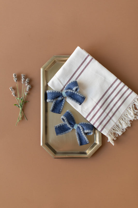 Navy Wool Pigtail Set