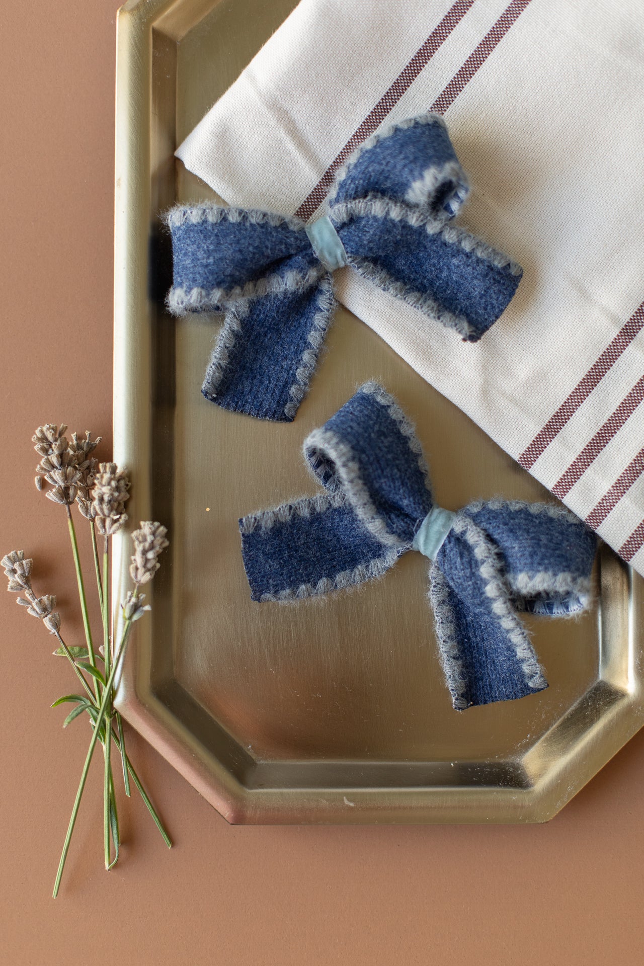 Navy Wool Pigtail Set