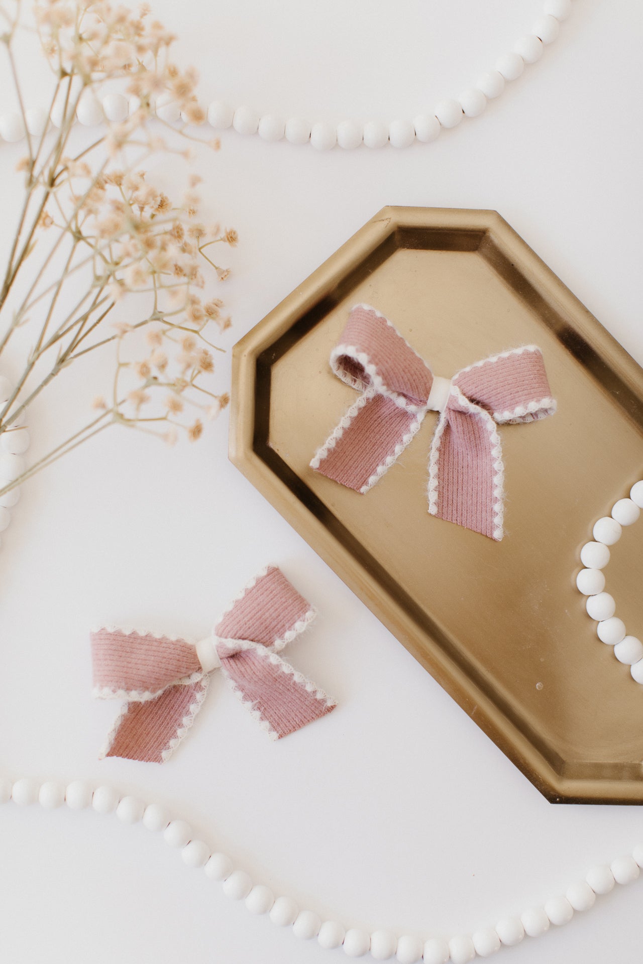 Pink Wool Pigtail Set