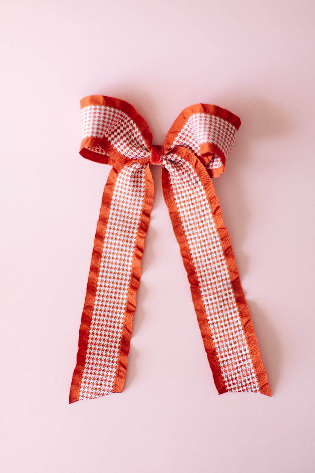 Large Burnt Orange Houndstooth Hair Bow