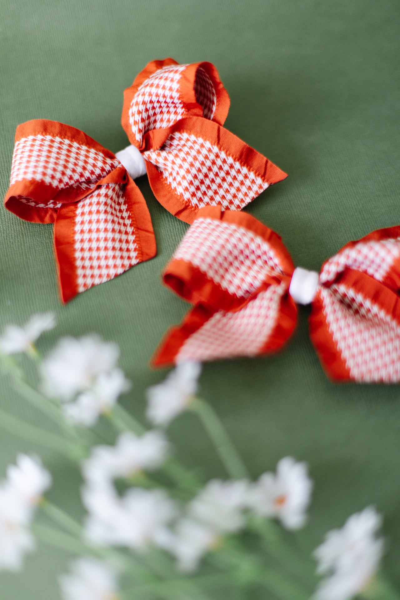 Burnt Orange Houndstooth Pigtail Set