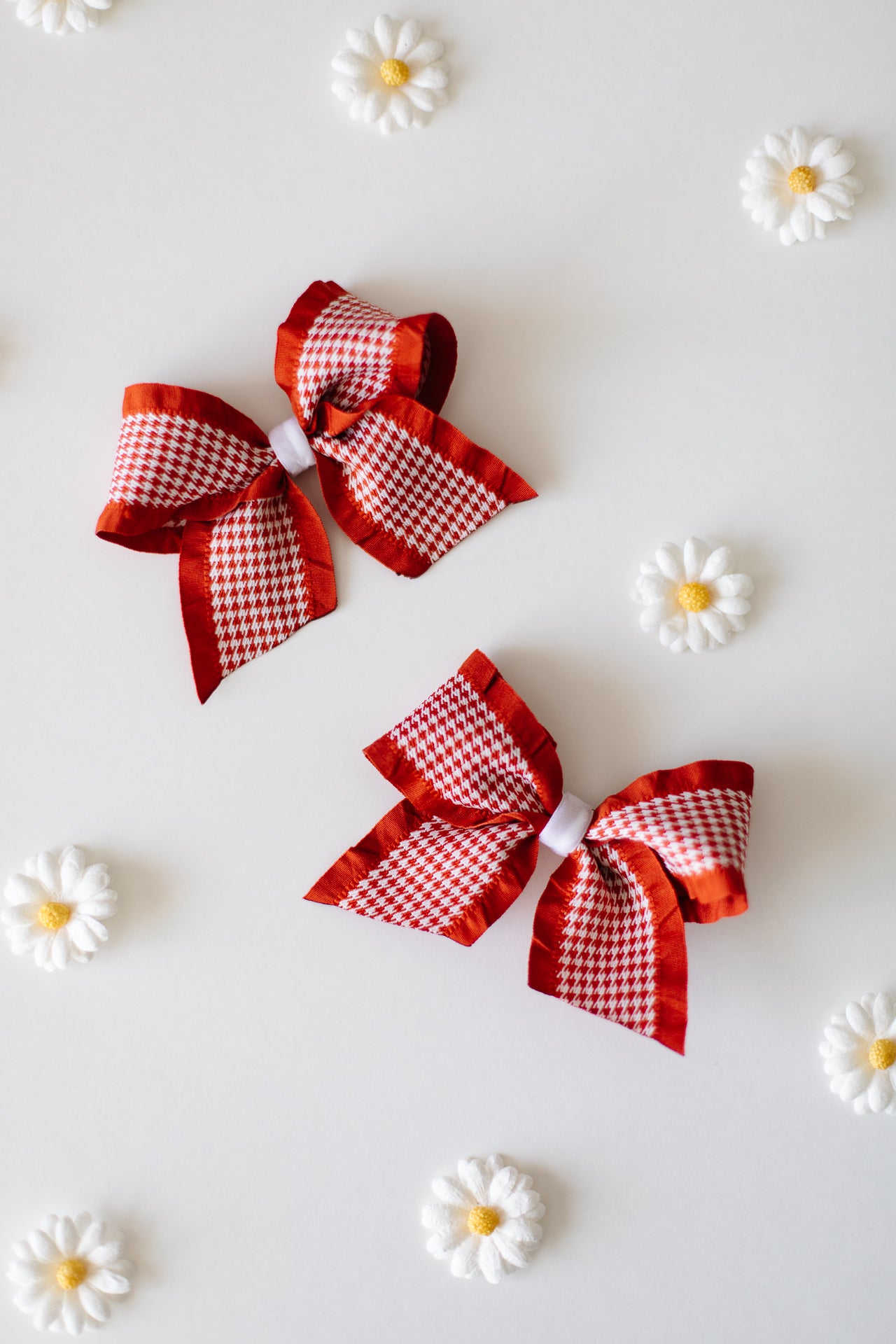 Burnt Orange Houndstooth Pigtail Set