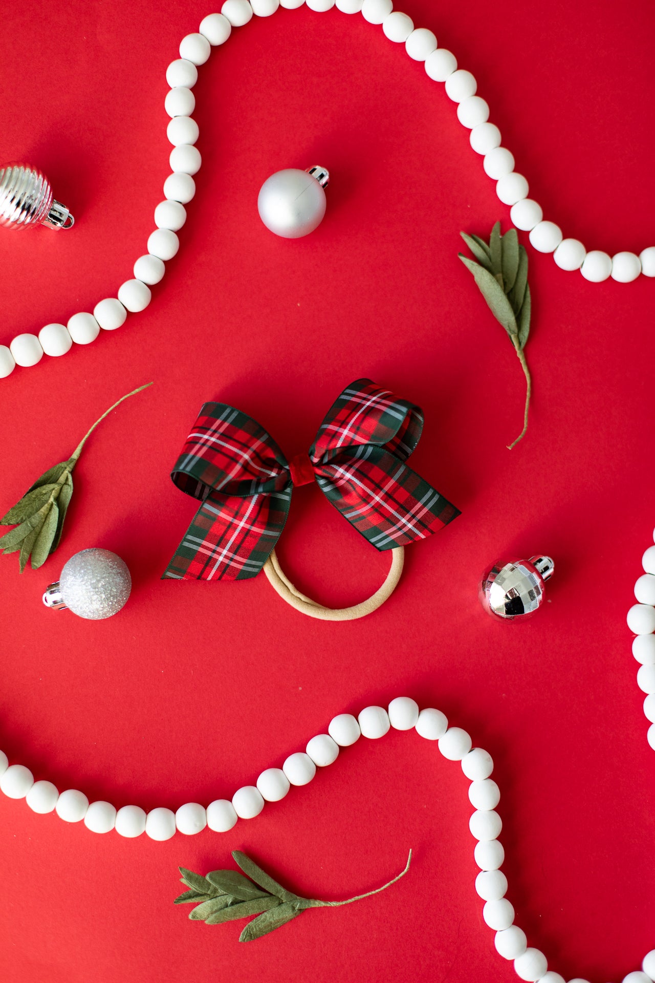 Traditional Plaid Elastic Band Hair Bow