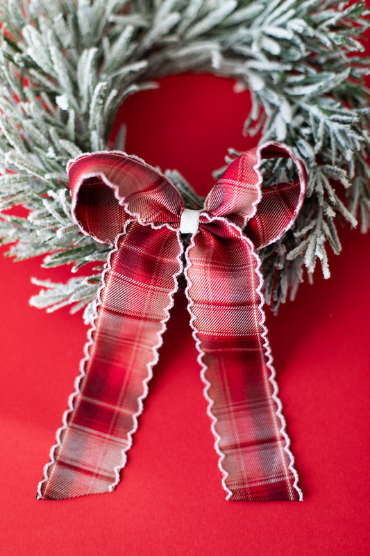 Large Red Plaid Hair Bow