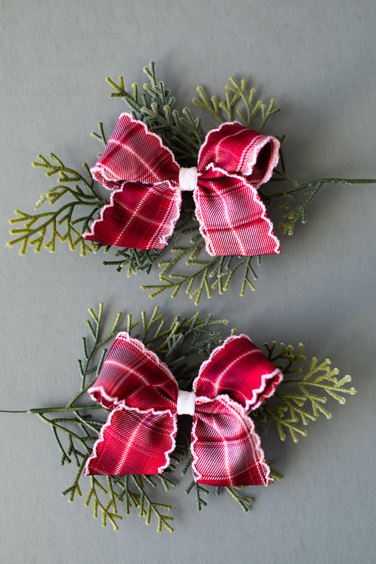 Red Plaid Pigtail Set