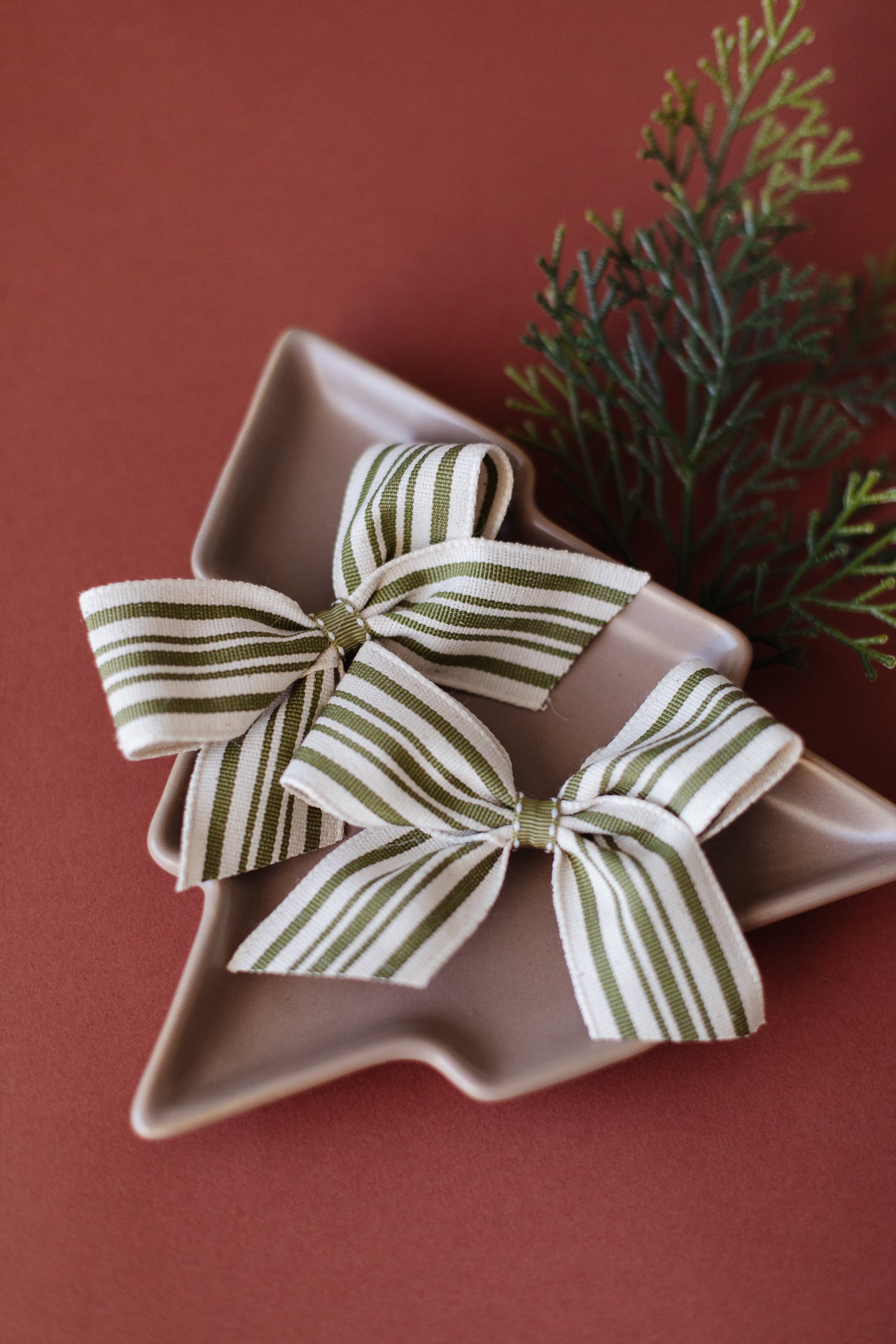 Sage Green Stripe Pigtail Set