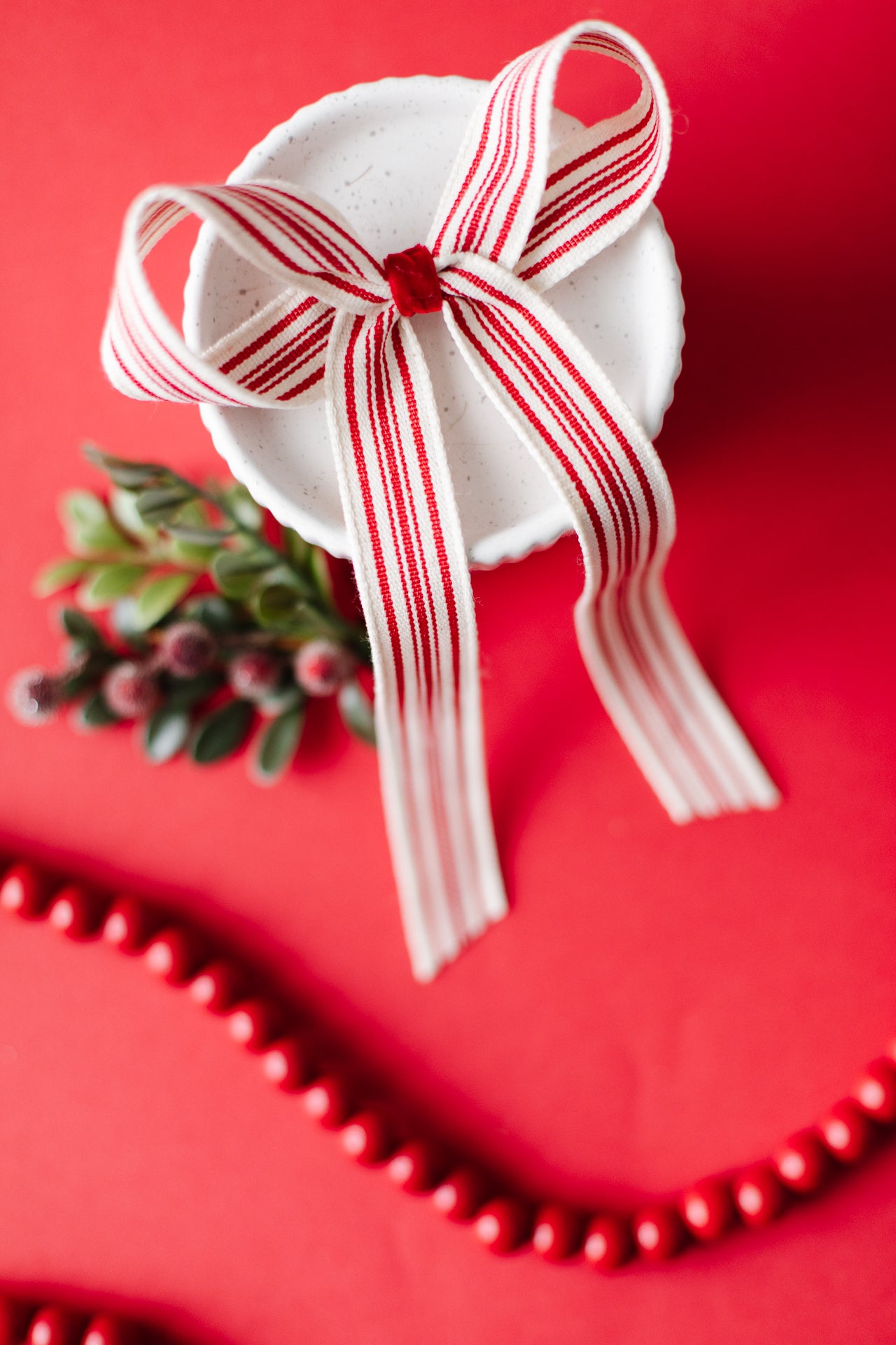 Large Red Stripe Hair Bow