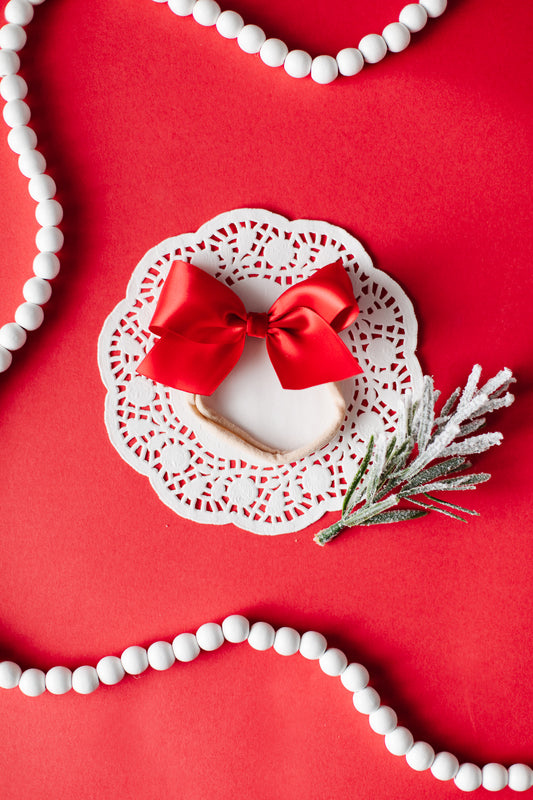 Red Satin Elastic Band Hair Bow