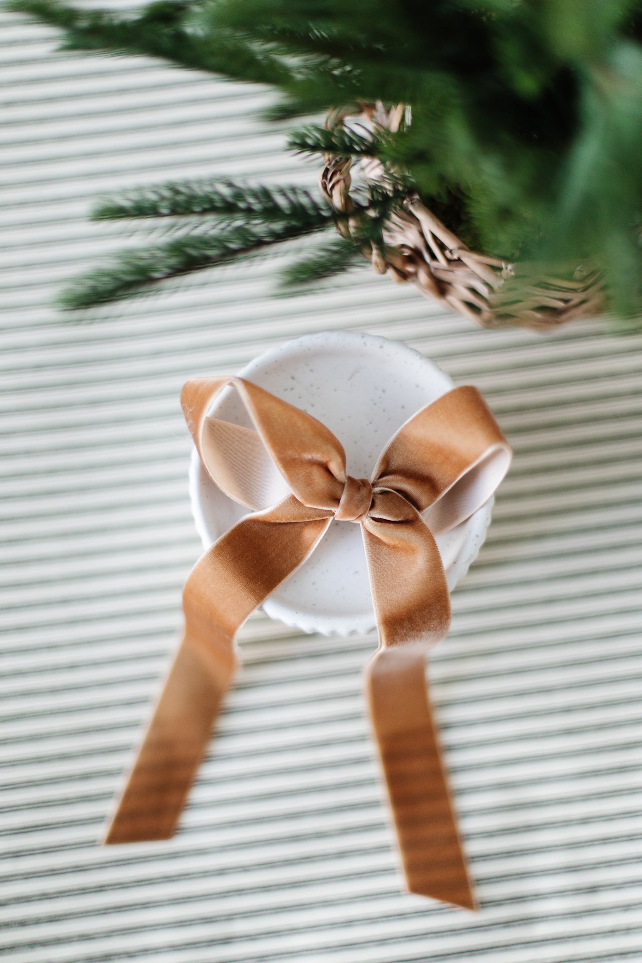 Large Camel Velvet Hair Bow