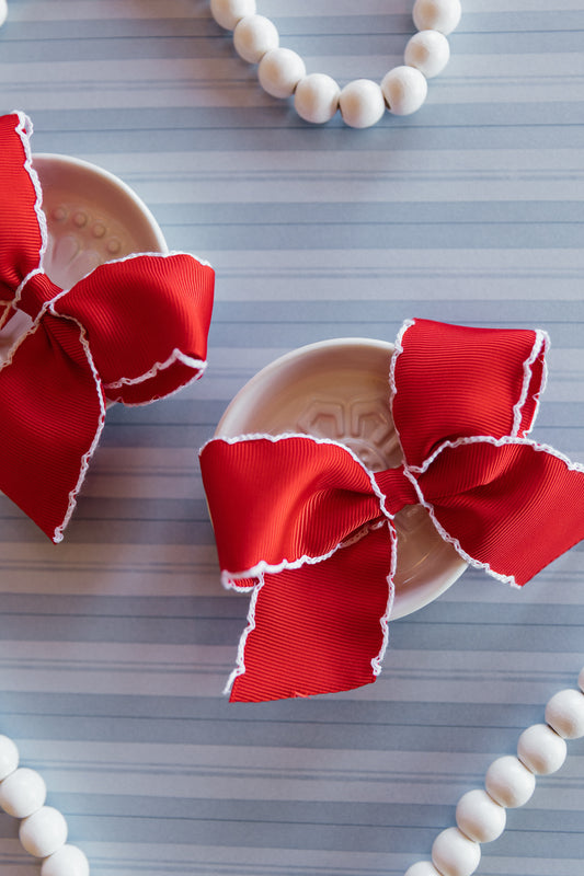 Red Ruffle Pigtail Set