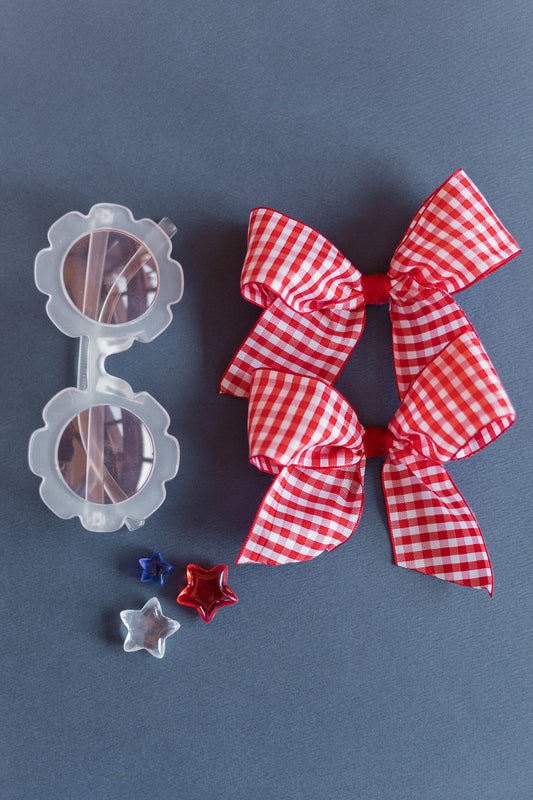 Red Gingham Pigtail Set