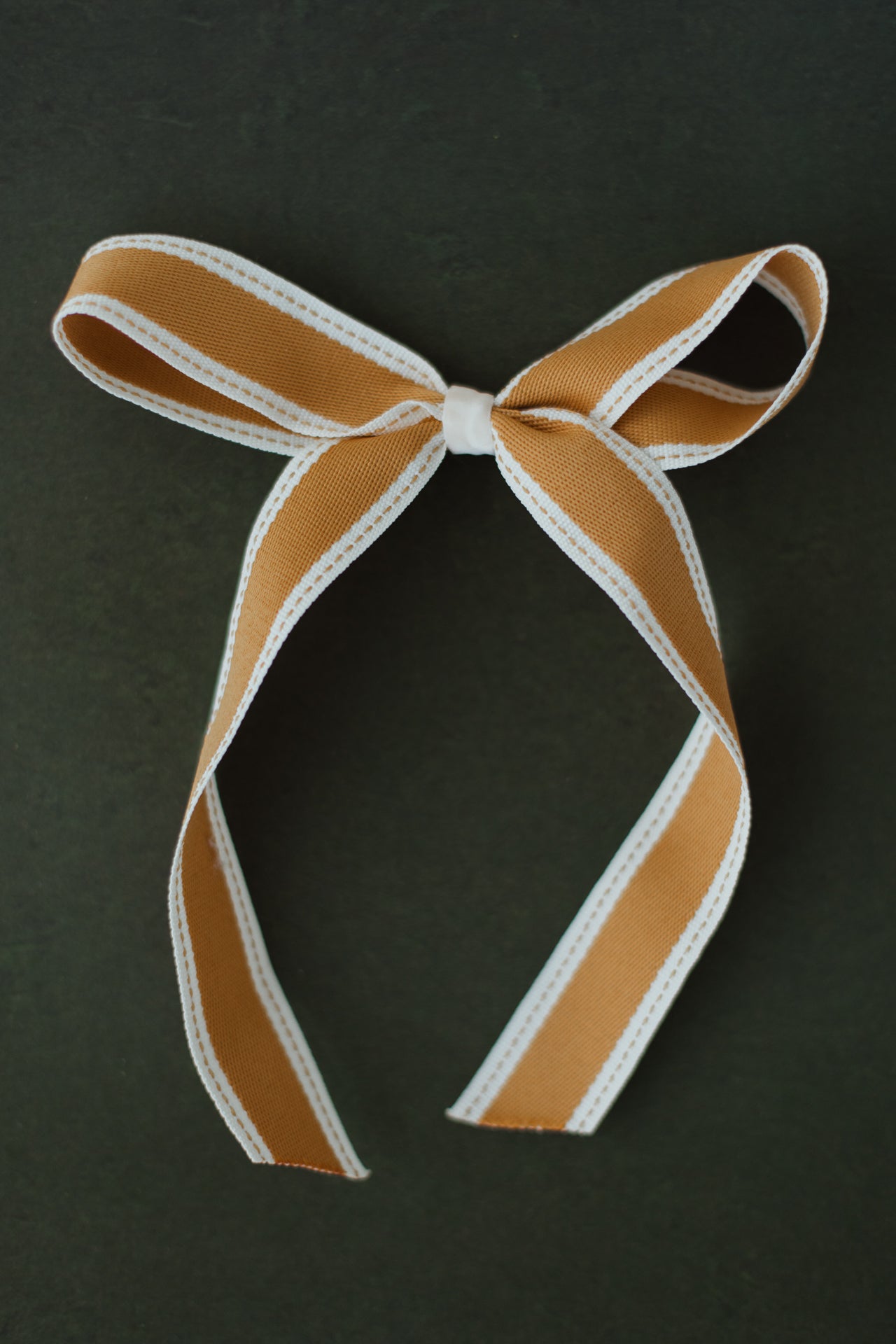 Large Camel Dotted Stripe Hair Bow