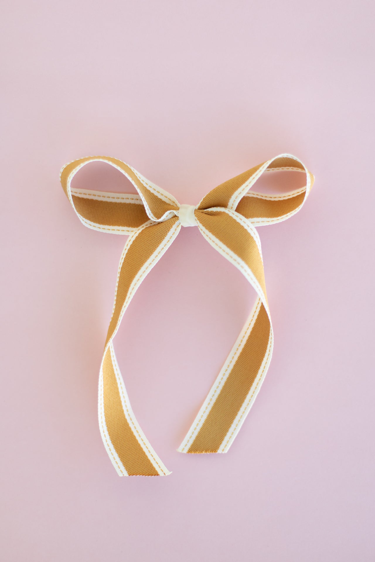 Large Camel Dotted Stripe Hair Bow