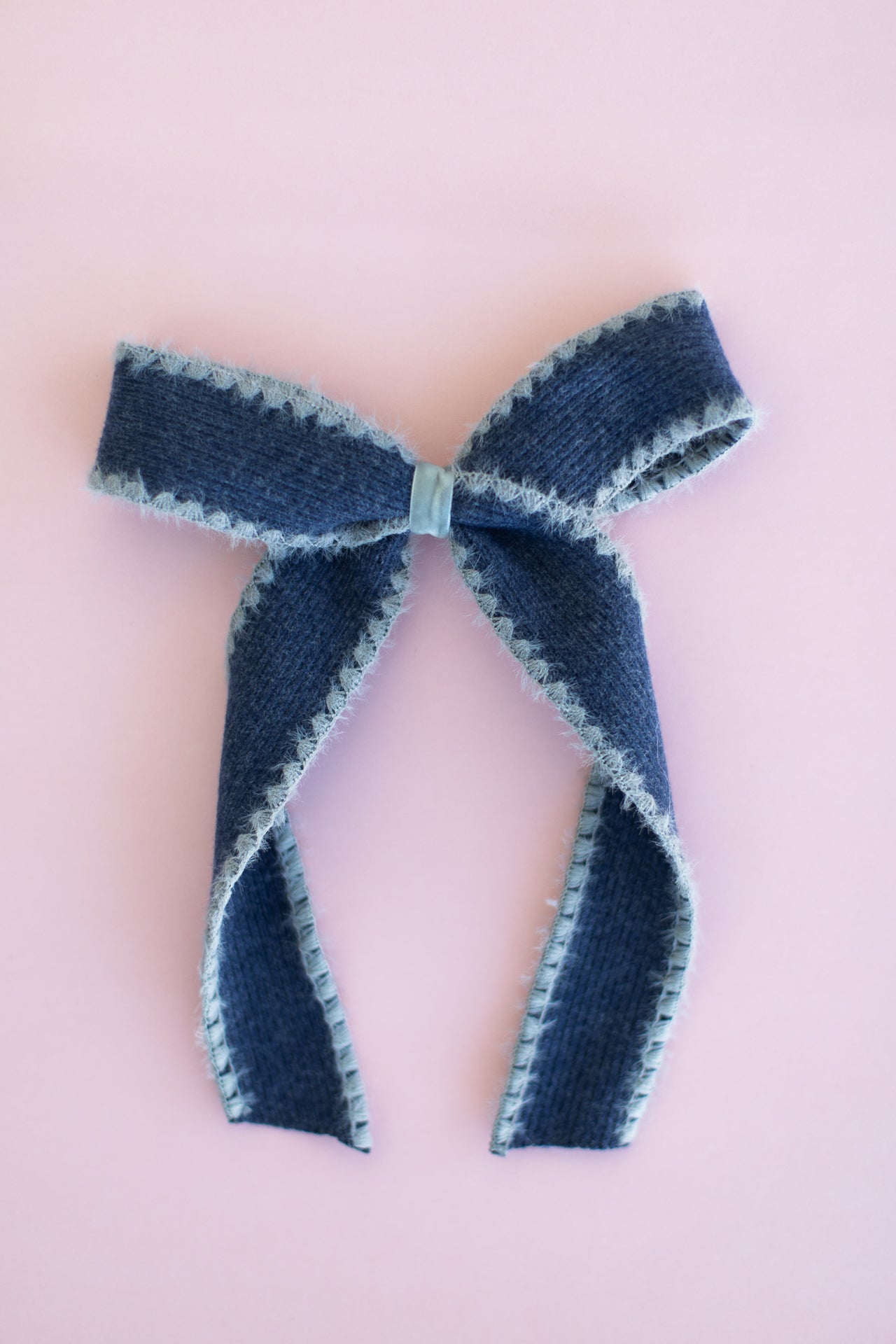 Large Navy Wool Hair Bow