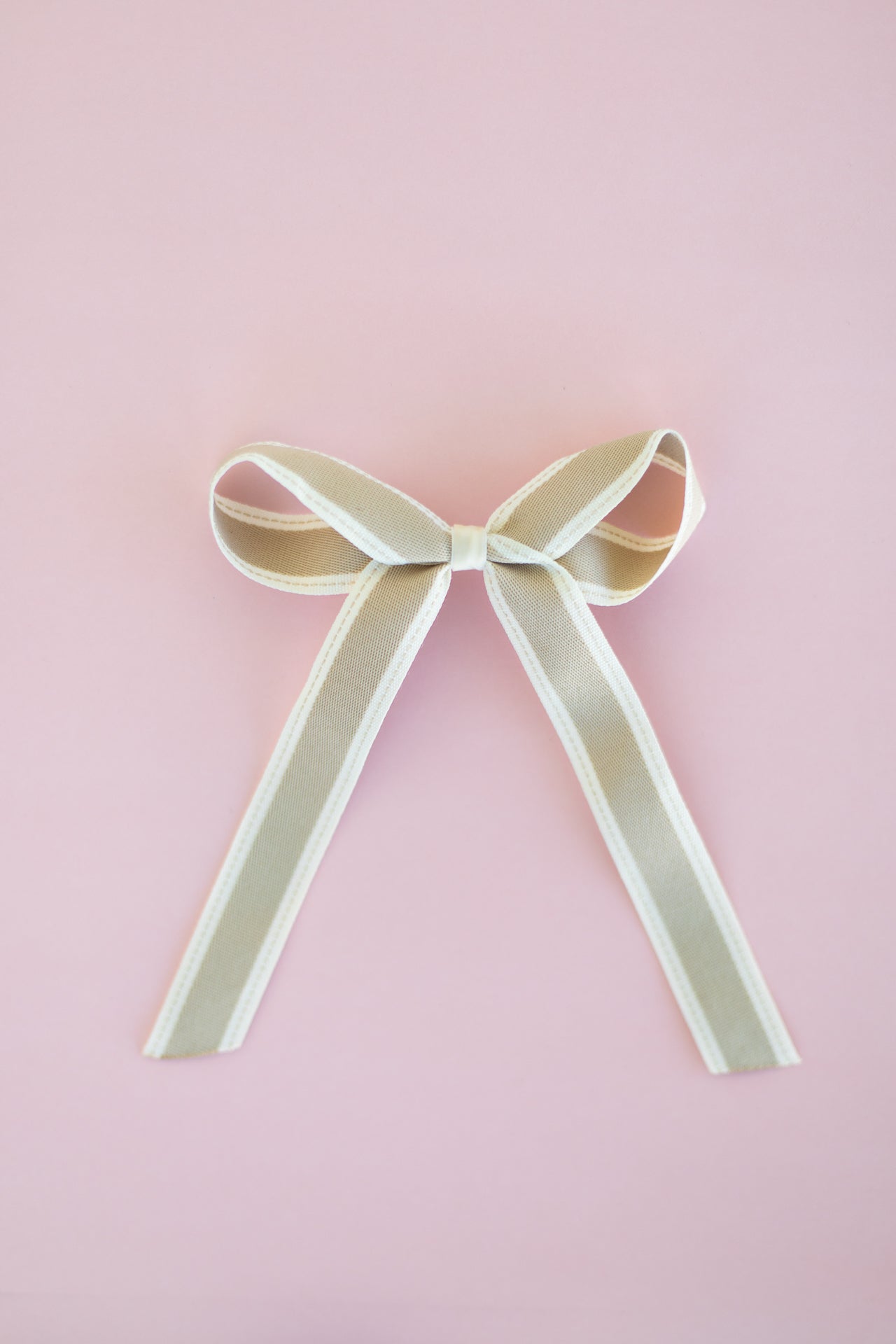 Large Neutral Dotted Stripe Hair Bow