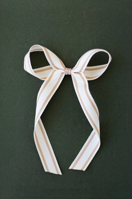 Large Classic Neutral Stripe Hair Bow