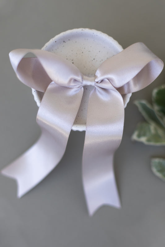 Large Tan Satin Hair Bow