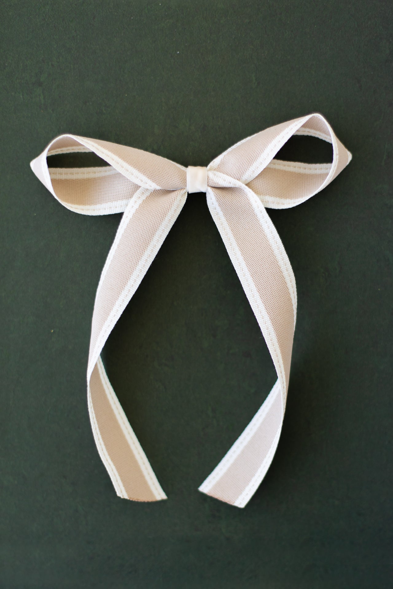 Large Neutral Dotted Stripe Hair Bow